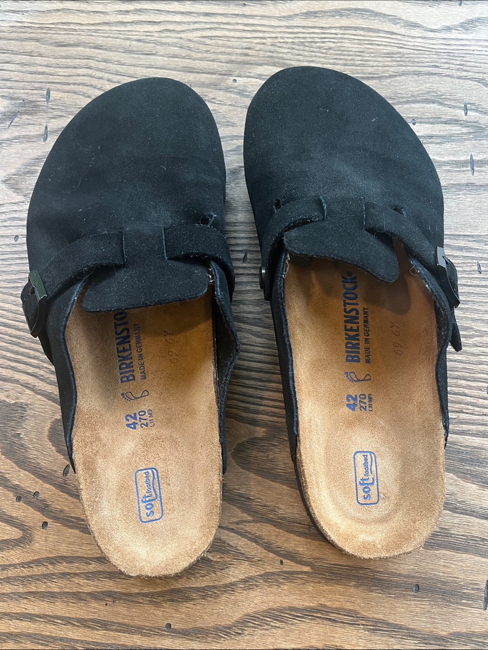 Birkenstock Vegan Boston Black Slip-On Mules soft footbed size 42 women’s 11.5